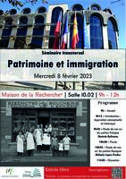 Affiche et programme séminaire Patrimoine et immigration